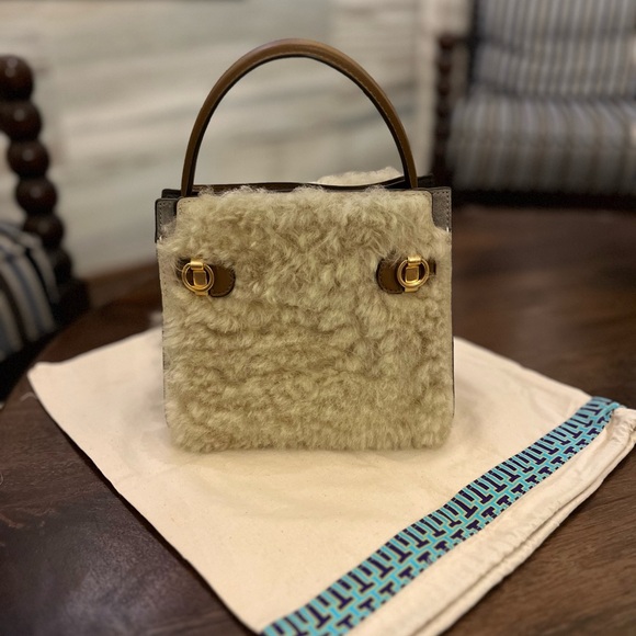 •Tory Burch Lee Radziwill Petite Shearling & leather double bag - Picture 2 of 13